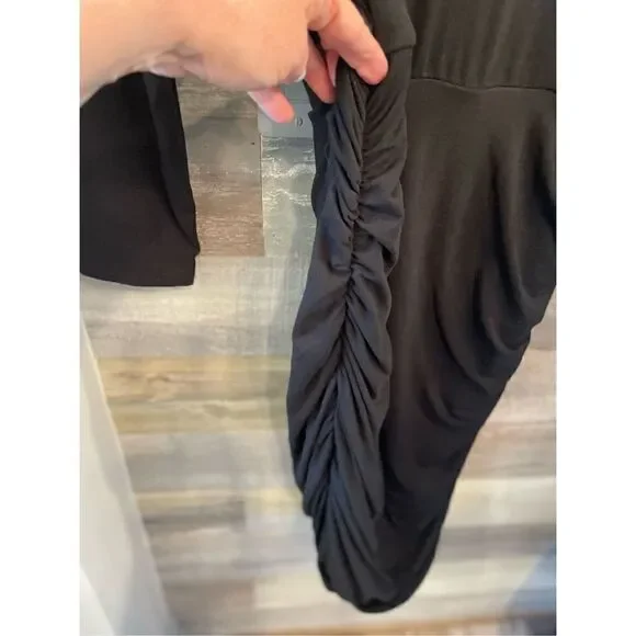 Torrid NWT 2X black shirred bodice jersey dress elbow length sleeves - Picture 4 of 5